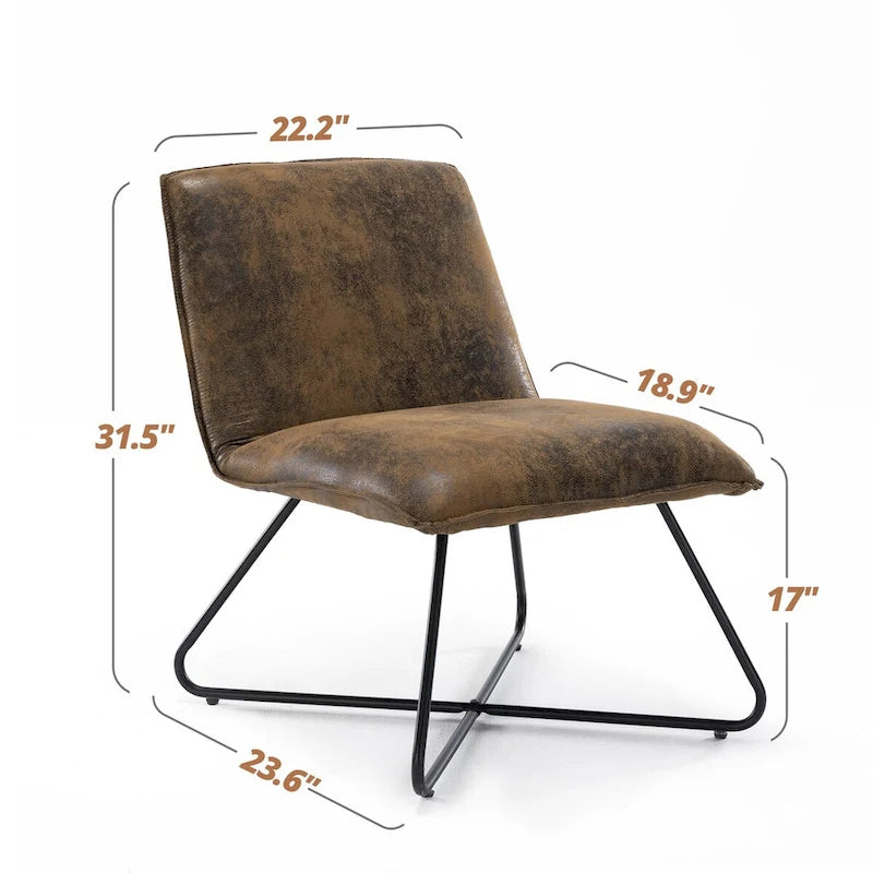 Sedia d'Appoggio in Similpelle Mid-Century con Schienale Regolabile Set da 2 - 31,5 A X 22,2 L X 23,6 P