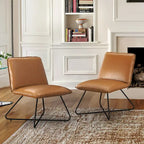 Sedia d'Appoggio in Similpelle Mid-Century con Schienale Regolabile Set da 2 - 31,5 A X 22,2 L X 23,6 P