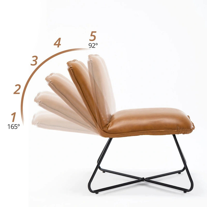Sedia d'Appoggio in Similpelle Mid-Century con Schienale Regolabile Set da 2 - 31,5 A X 22,2 L X 23,6 P