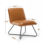 Sedia d'Appoggio in Similpelle Mid-Century con Schienale Regolabile Set da 2 - 31,5 A X 22,2 L X 23,6 P