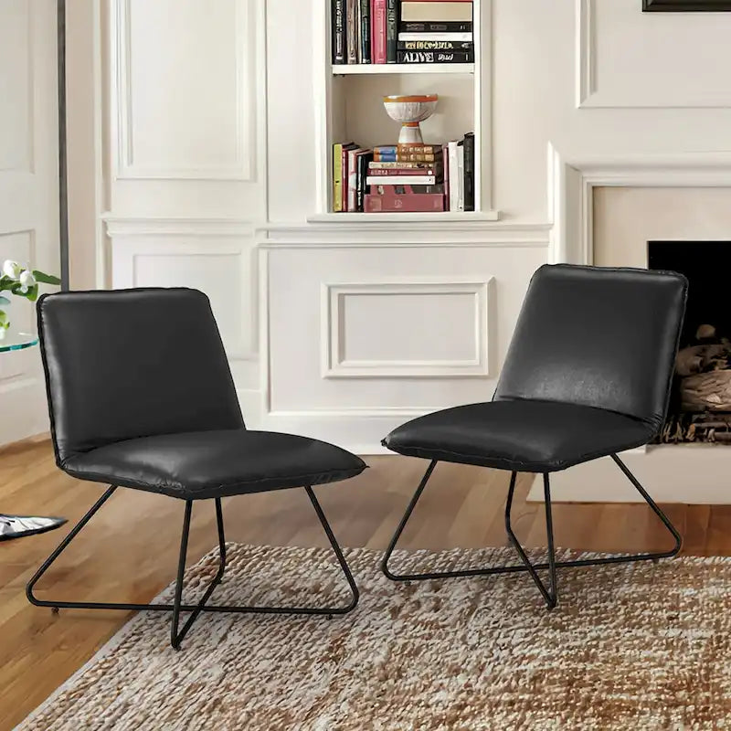 Sedia d'Appoggio in Similpelle Mid-Century con Schienale Regolabile Set da 2 - 31,5 A X 22,2 L X 23,6 P