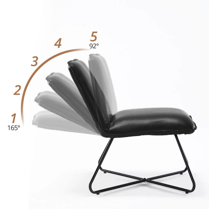 Sedia d'Appoggio in Similpelle Mid-Century con Schienale Regolabile Set da 2 - 31,5 A X 22,2 L X 23,6 P