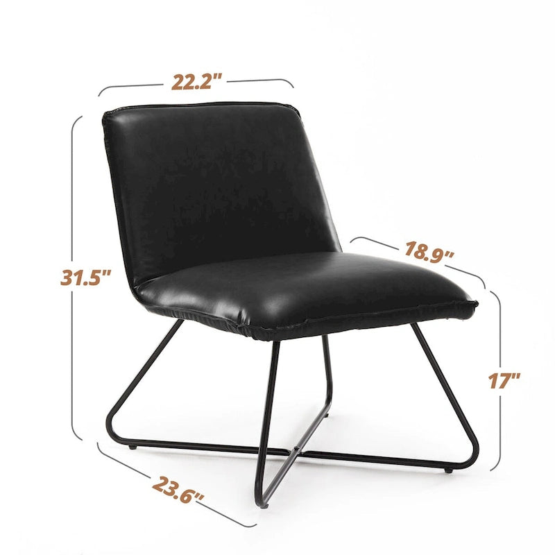 Sedia d'Appoggio in Similpelle Mid-Century con Schienale Regolabile Set da 2 - 31,5 A X 22,2 L X 23,6 P