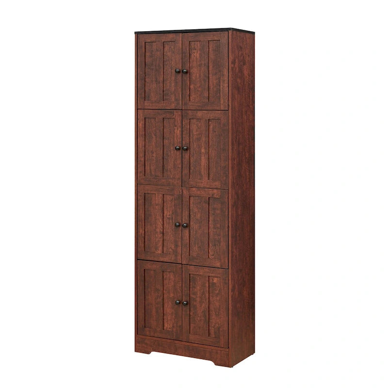 Mobile Contenitore Alto con 8 Ante e 4 Ripiani, Armadietto a Muro per Soggiorno, Cucina, Ufficio, Camera da Letto, Bagno