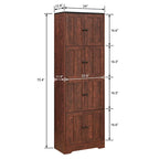 Mobile Contenitore Alto con 8 Ante e 4 Ripiani, Armadietto a Muro per Soggiorno, Cucina, Ufficio, Camera da Letto, Bagno