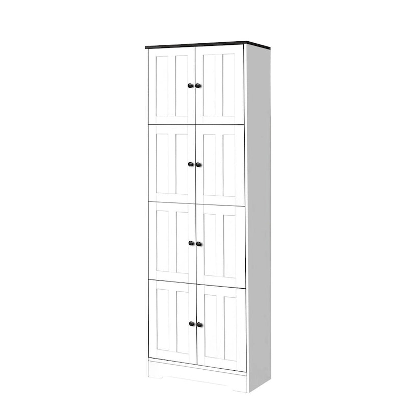 Mobile Contenitore Alto con 8 Ante e 4 Ripiani, Armadietto a Muro per Soggiorno, Cucina, Ufficio, Camera da Letto, Bagno