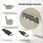 Poltrona reclinabile girevole Valentin moderna in similpelle con porte USB, set da 2, di