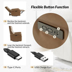 Poltrona reclinabile girevole Valentin moderna in similpelle con porte USB, set da 2, di