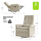 Poltrona reclinabile girevole Valentin moderna in similpelle con porte USB, set da 2, di