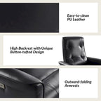 Poltrona reclinabile girevole Valentin moderna in similpelle con porte USB, set da 2, di