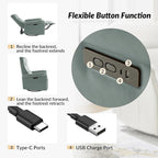 Poltrona reclinabile girevole Valentin moderna in similpelle con porte USB, set da 2, di