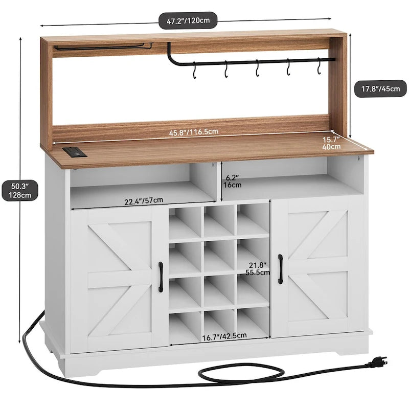 50 Armadietto da caffè in stile rustico con mobiletto per il vino e credenza da cucina