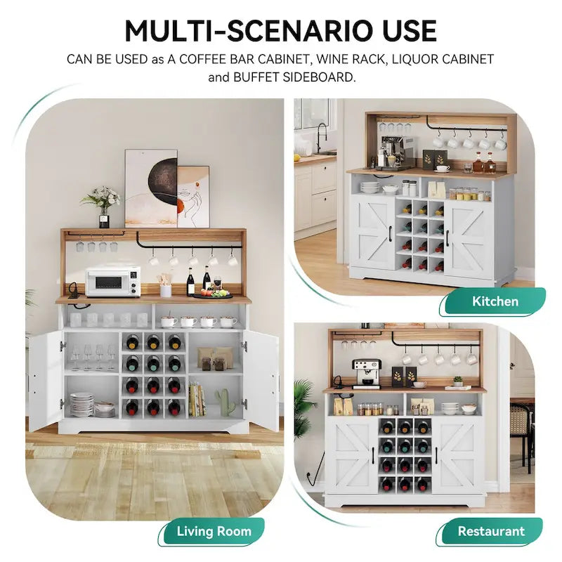 50 Armadietto da caffè in stile rustico con mobiletto per il vino e credenza da cucina