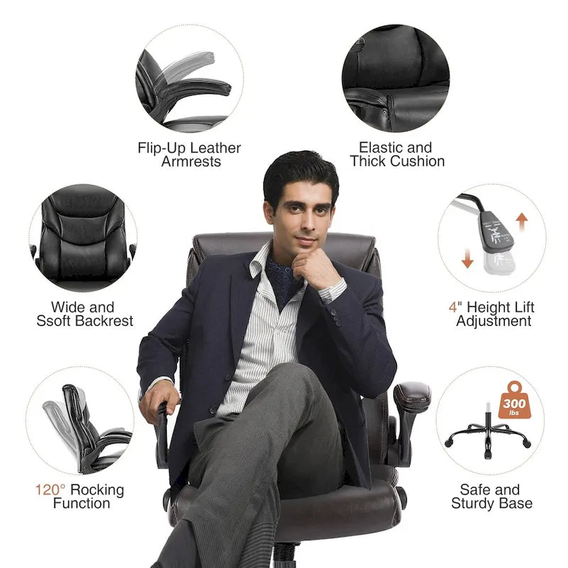 Sedia da ufficio ergonomica per casa con braccioli ribaltabili e regolabili