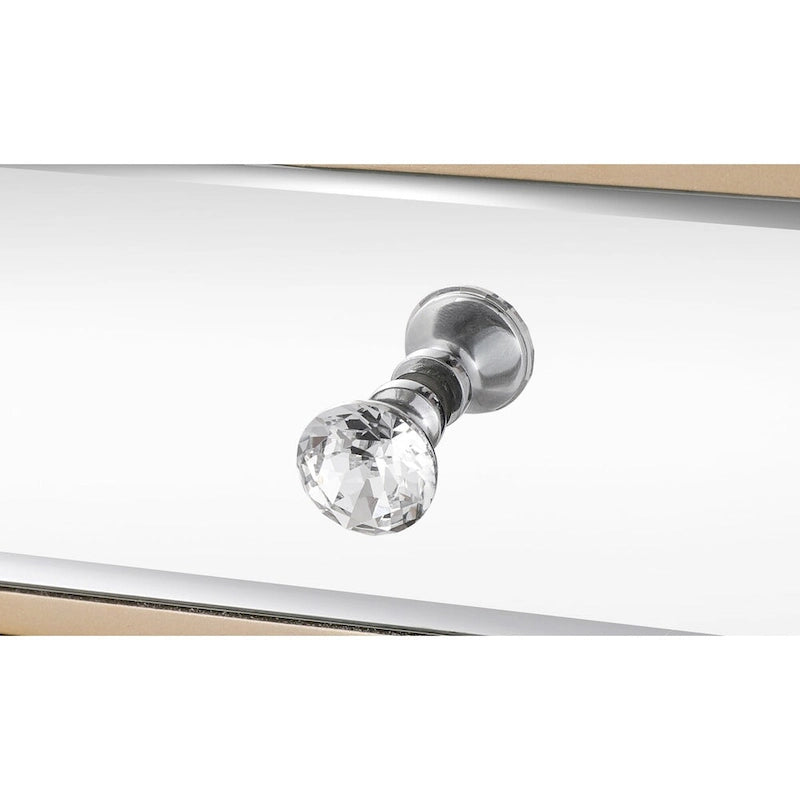 L 19.7 x P 15 x H 26 Mobiletto a tre cassetti con specchio color champagne, comodino multifunzionale