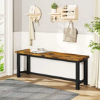 Grondin Panca da pranzo in stile industriale, set da 2 pezzi, set di 2 panche da pranzo in legno e acciaio, panche da ingresso durevoli e stabili