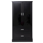 Armadietto alto da bagno, Armadietto con due ante e cassetti, Ripiano regolabile, Pannello in MDF